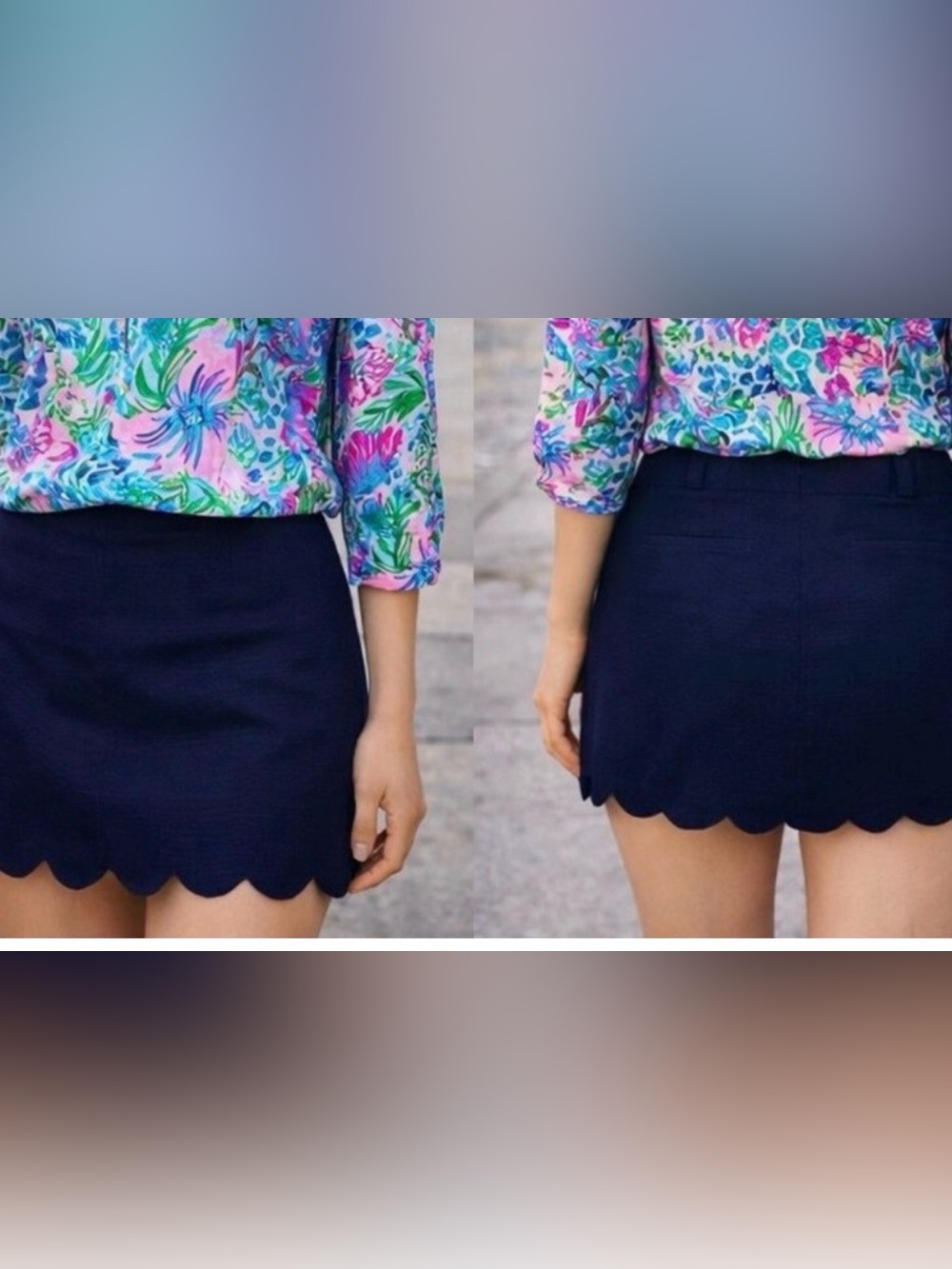 Lilly Pulitzer Colette Skort True Navy Pockets 100% Cotton Size 10 read